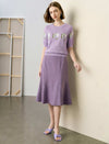 Lavender Floral Intarsia Short Sleeve Knit Top