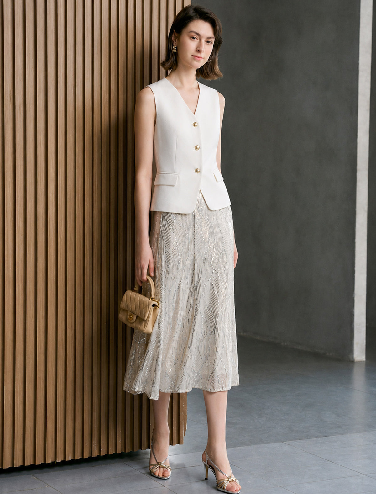 Tailored Gold Button Vest Waistcoat