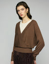 Layered Wrap Front Long Sleeve Sweater