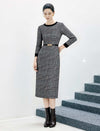 Ribbed Crewneck Long Sleeve Fitted Midi Dress