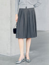 Vintage A-Line Pleated Midi Skirt