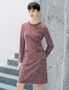 Pearl Trimmed Tweed Style Sheath Dress