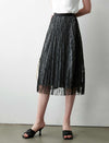 Elegant Lace Pleated A-Line Skirt