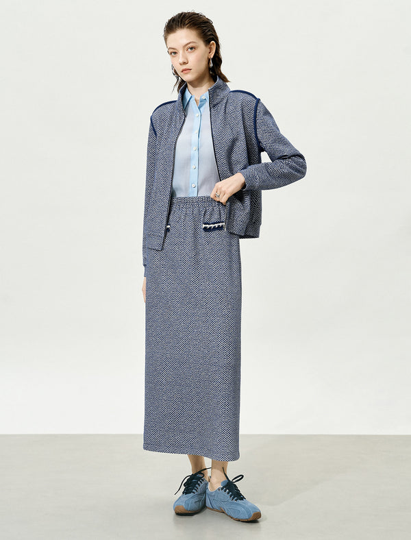 Blue Checkered Zip-Up Jacket