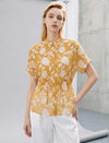 Gardenia Burnout Floral Tie-Waist Blouse