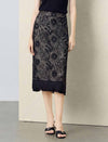 Lace Sequined Pencil Midi Skirt