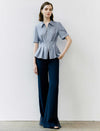 Zip Detail Waist-Cinched Fitted Shirt