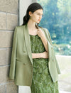 Sage Green Acetate Textured Double-Breasted Blazer
