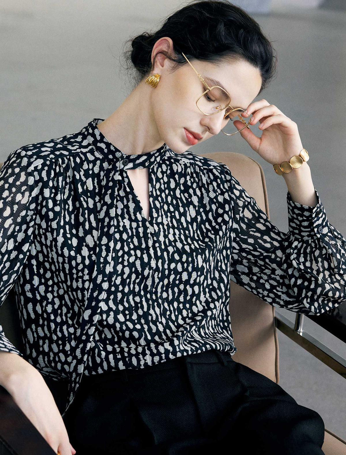 Vintage Polka Dot Long Sleeve Shirt