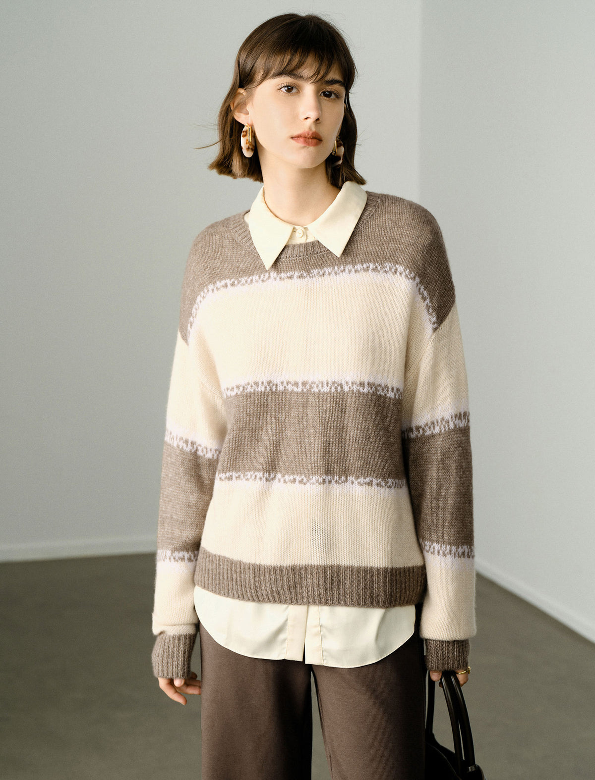 Striped Crewneck Relaxed Straight-Fit Sweater