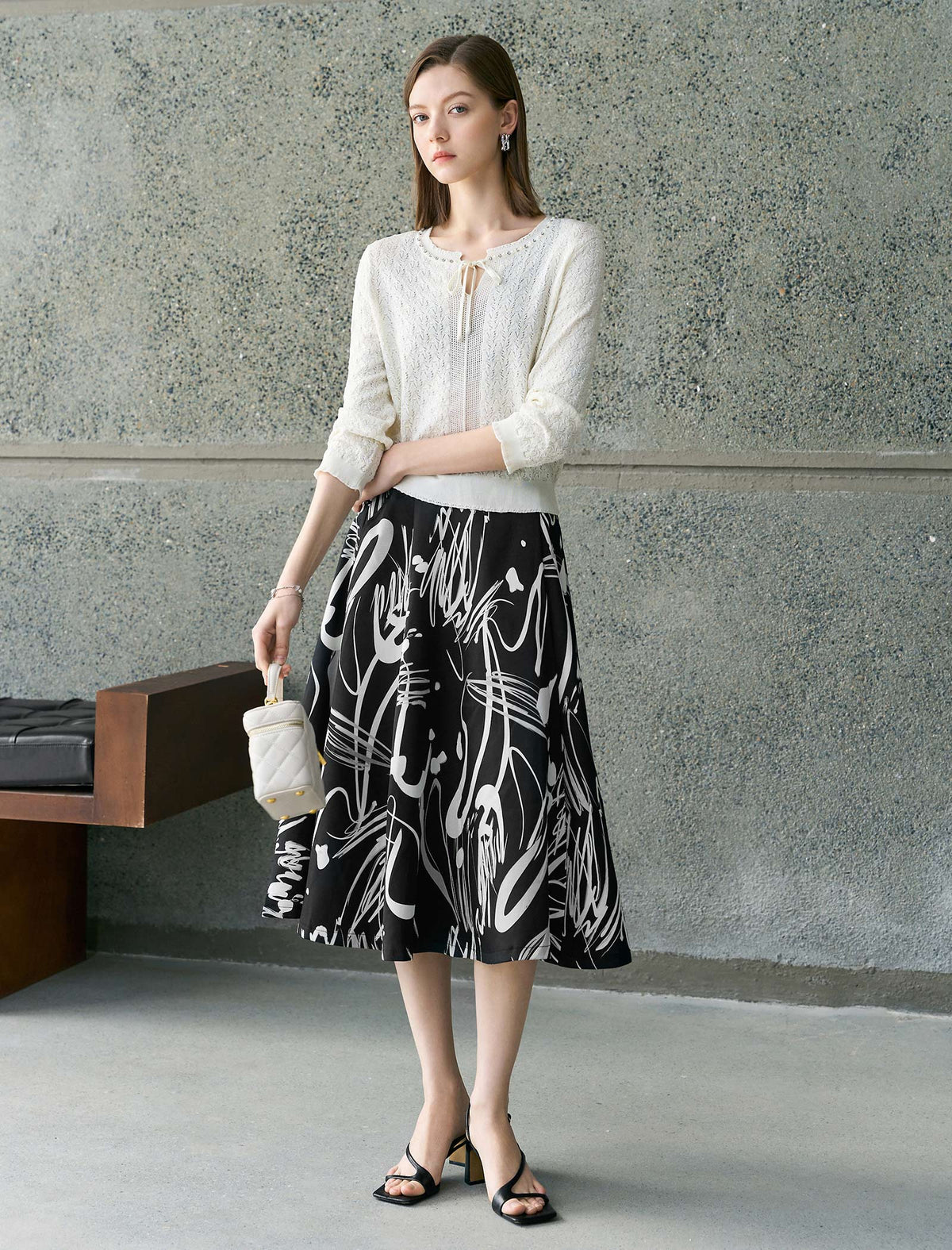 Abstract Print Midi Skirt