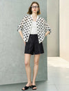 Tencel Linen Blend Polka Dot Sheer Bomber Jacket