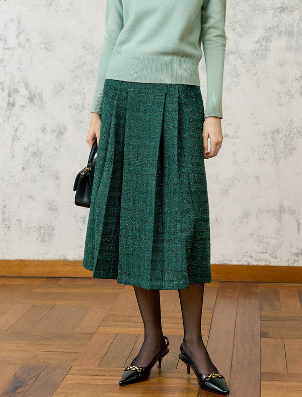 Gray Vintage High-Waist A-Line Midi Skirt