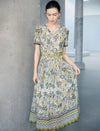 Ikat Geo Print Belted Tencel Blend Midi Dress