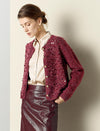Burgundy Sequin-Embellished Cardigan