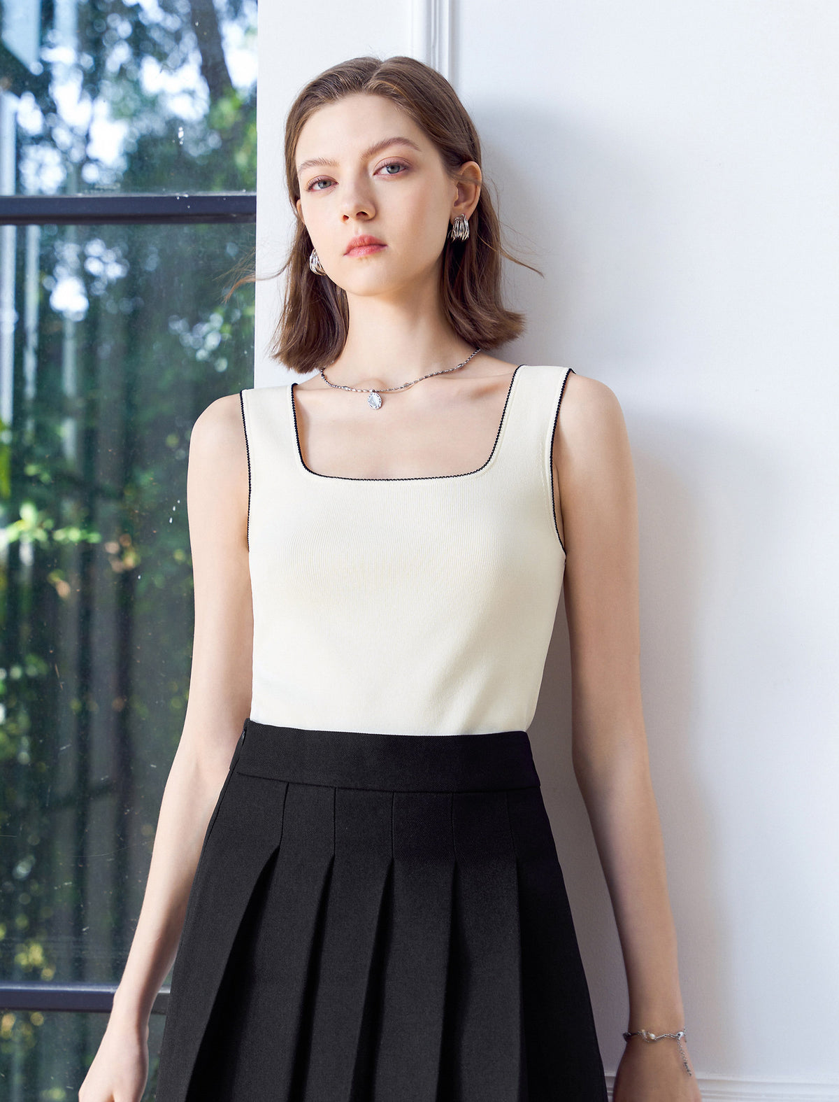 Square‑Neck Knit Tank Top