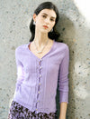 Lavender Cable-Knit Cardigan