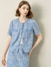Pearl Trim Short Sleeve Lace Jacket Top