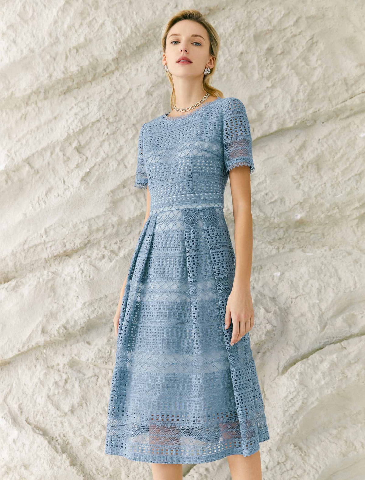 Salerno Soft Lace A-Line Midi Dress