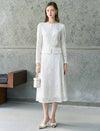 Beaded‑Trim Lace Long‑Sleeve Top