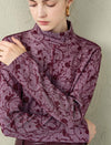 Burgundy Floral Lace Mock Neck Top