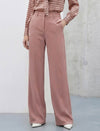 Dusty Rose Wide-Leg Tailored Pants