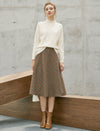 Wool Blend Plaid Relaxed A-Line Skirt