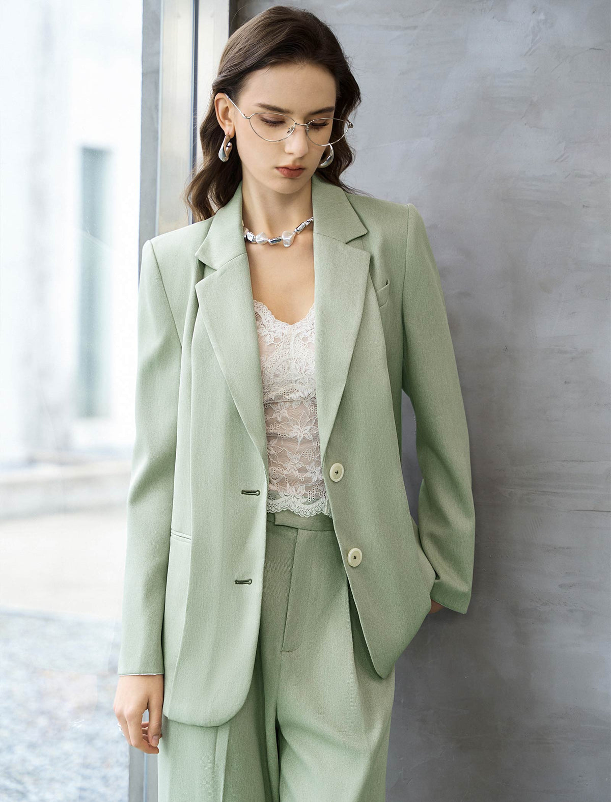 Sage Green Tailored Blazer