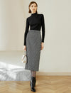 Vintage-Inspired Textured Calf-Length Skirt