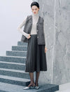 Pleated A Line Midi Skirt