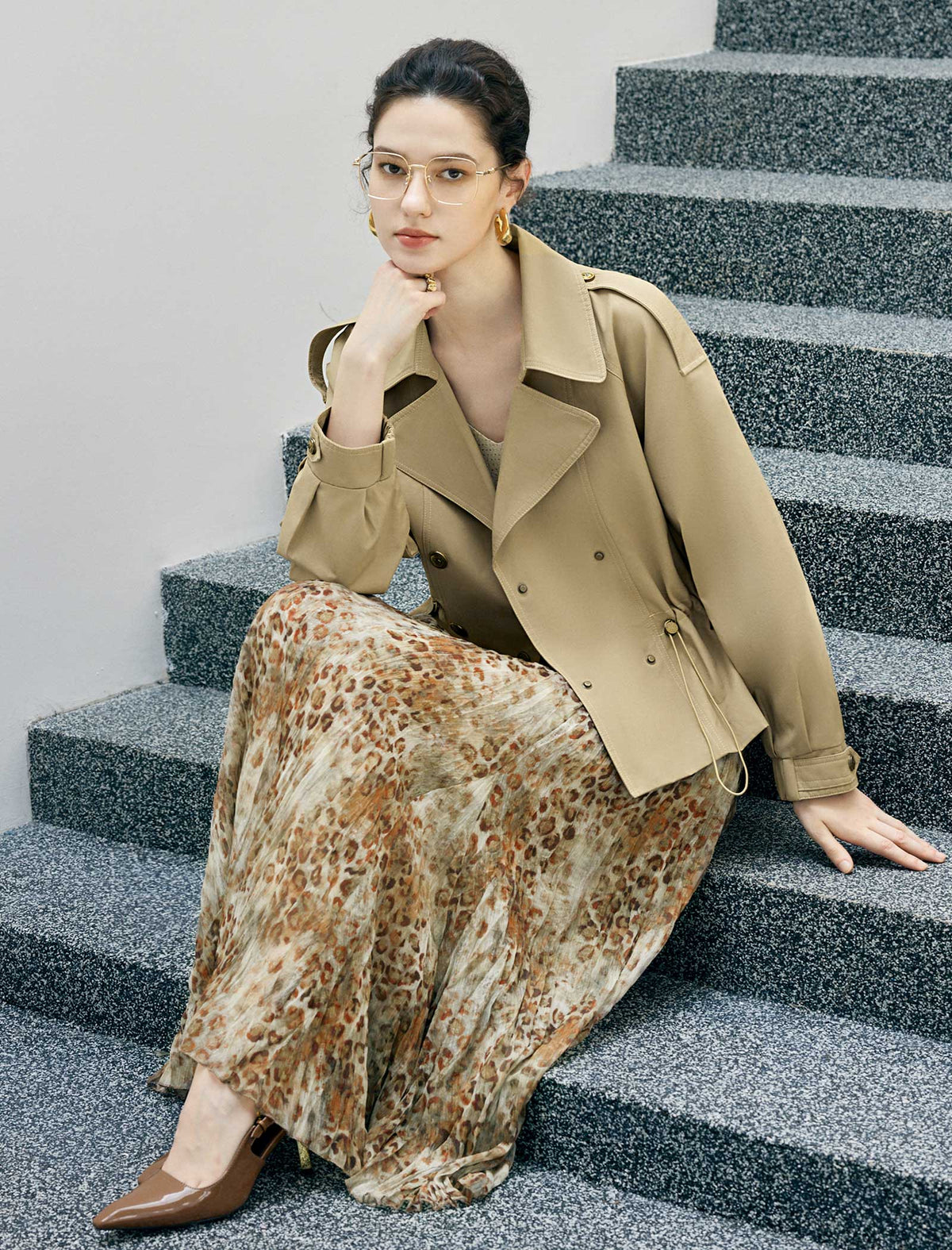 Collared Button Front Long Sleeve Jacket