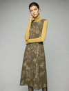 Floral Pattern Crewneck Sleeveless A-Line Midi Dress