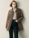 Brown Knit Collar Quilted Jacket