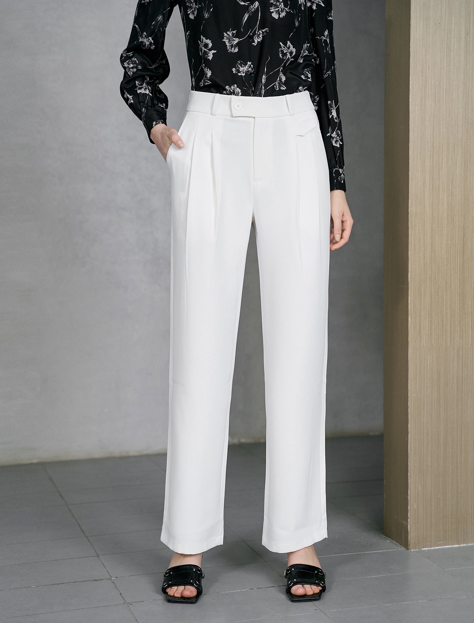 White Wide Leg high-waisted Dress Pants – FancyEpic
