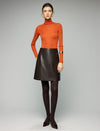 Panel-Seam High-Waist A-Line Midi Skirt