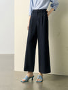 High Waisted Linen Blend Pleated Wide Leg Pants