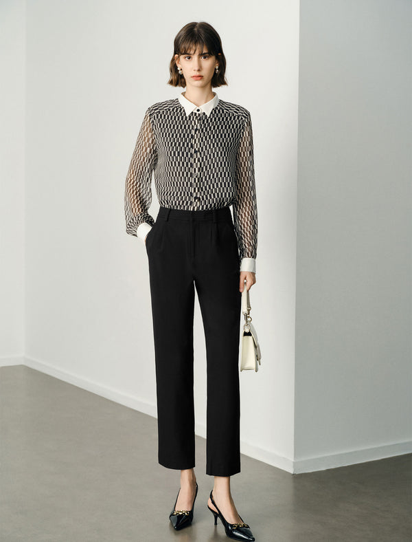 Black High-Waisted Tapered Pants