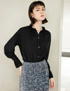 Ruffle Collar Long Sleeve Button Front Blouse