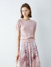 Pink Textured Short Sleeve Knit Top