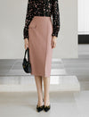 Dusty Pink High-Waisted Pencil Midi Skirt