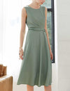 Sage Green Sleeveless Wrap Midi Dress