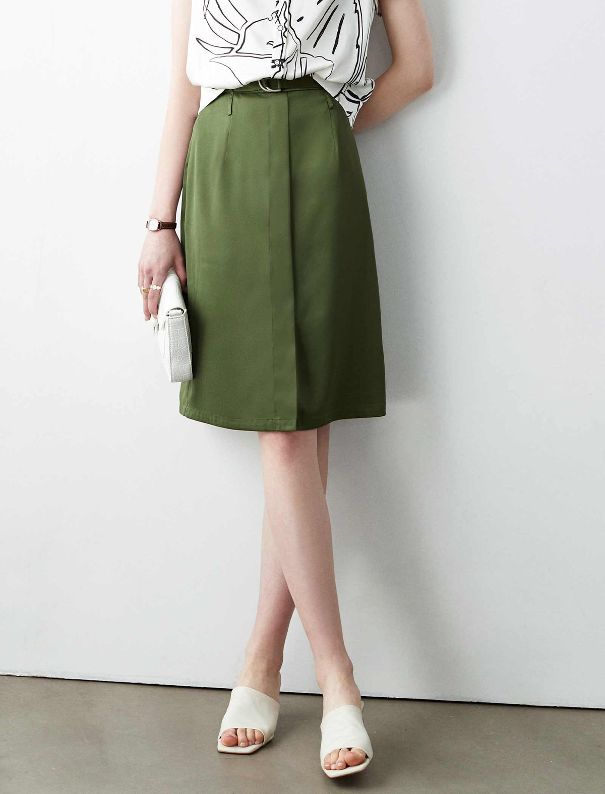 High-Waisted Straight Skirt