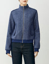 Blue Wool-Blend Zip-Up Jacket