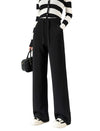 Stylish Black Drawstring Wide Leg Pants