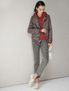 Plaid Button-Front Pocket Cropped Jacket