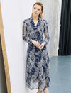 Navy Matisse Trellis Print Wrap Midi Dress
