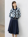Vintage Pleated A‑Line Midi Skirt