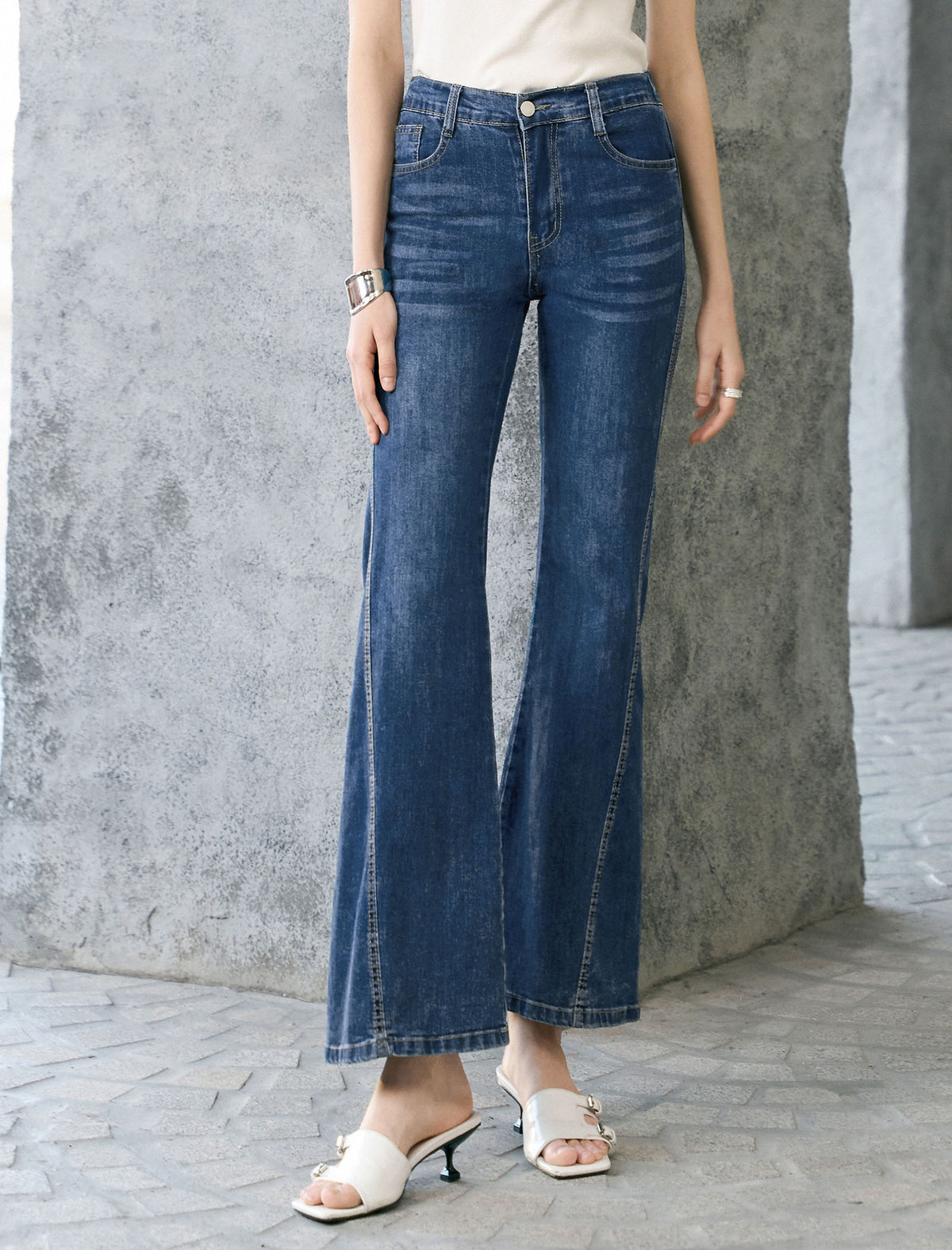 High‑Rise Micro‑Flare Denim Jeans