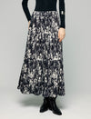 Watercolor Floral Tiered Elastic-Waist A-Line Midi Skirt