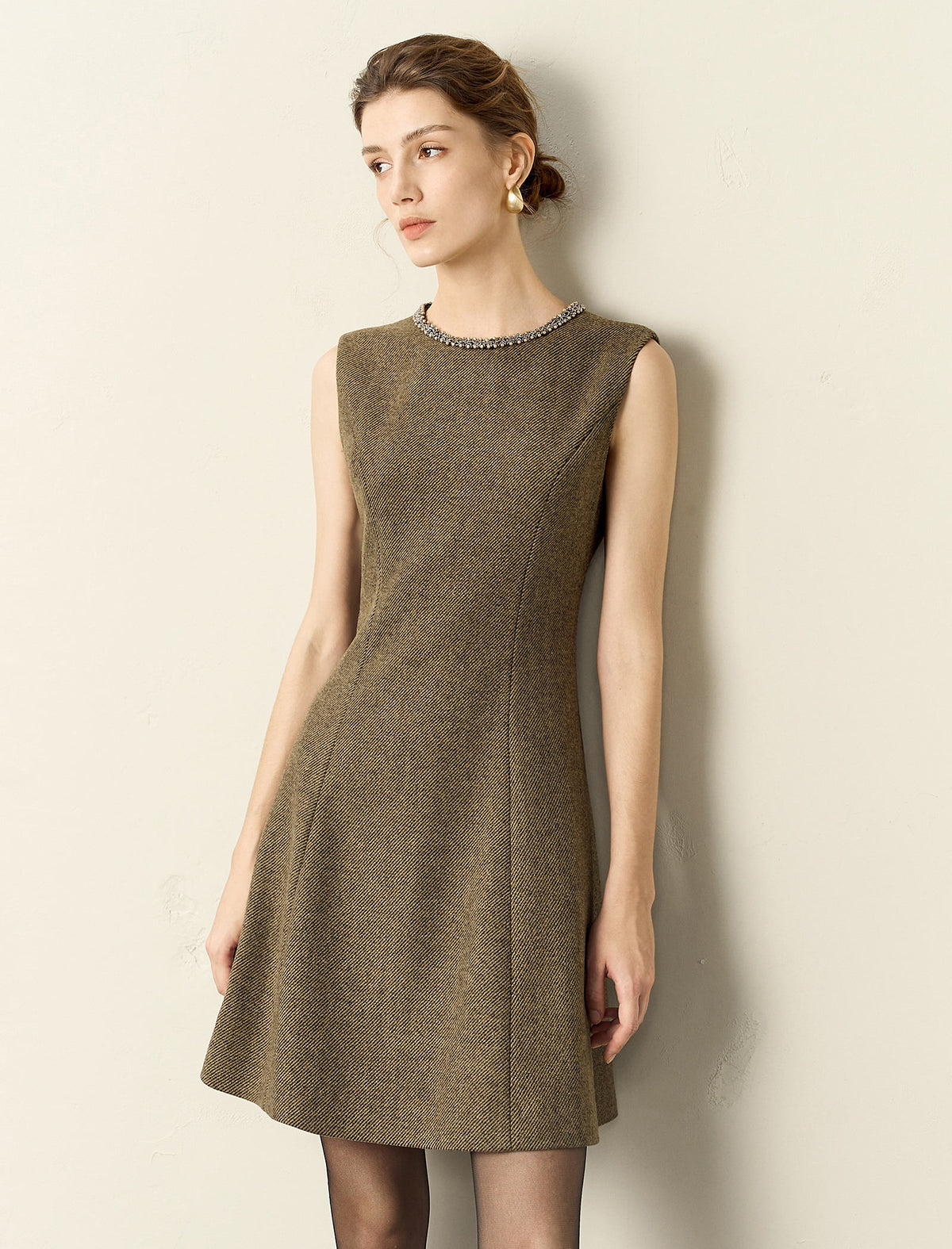 Wool-Blend Tweed Sleeveless Dress